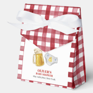 Gingham Huggies Chuggies Beer Diaper Baby Shower  Favor Box