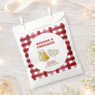 Gingham Huggies Chuggies Beer Diaper Baby Shower Favour Bag