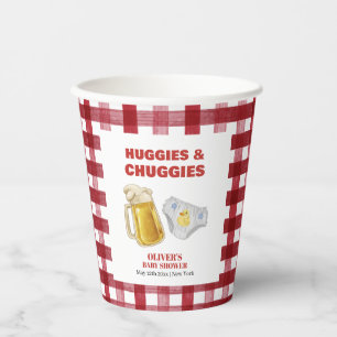 Gingham Huggies Chuggies Beer Diaper Baby Shower  Paper Cups