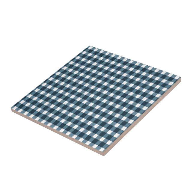 Gingham Indigo Blue Pattern Tile (Side)