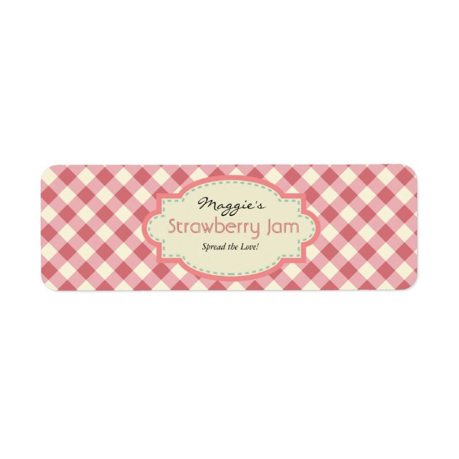 Gingham Jam Jar Labels, Customize (Front)