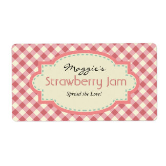Gingham Jam Jar Labels, Customize