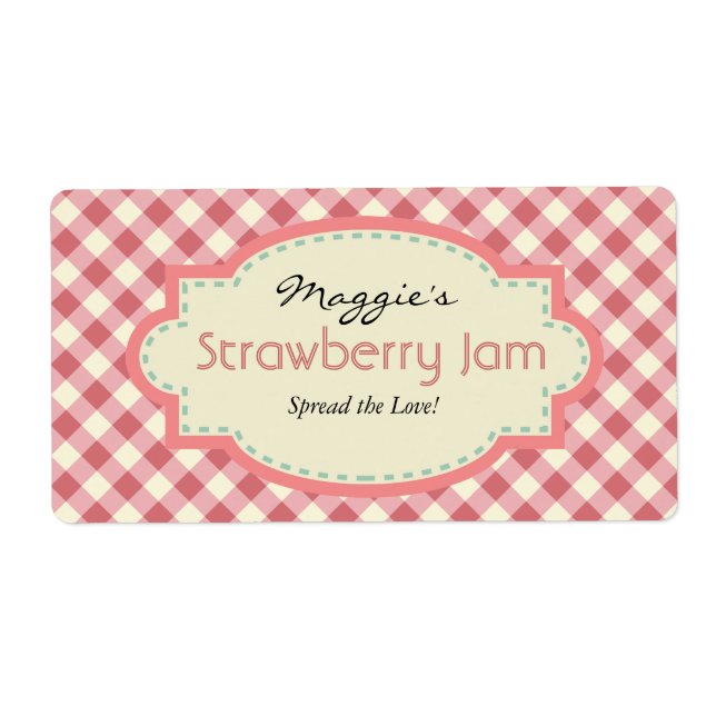 Gingham Jam Jar Labels, Customize (Front)