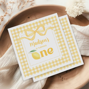 Gingham Lemon Themed 1st Birthday Napkin