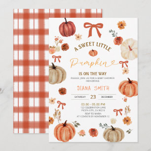 Gingham Little Pumpkin Rustic Baby Shower Invite