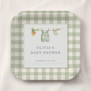Gingham Locally Grown Baby Shower Party Paper Plate