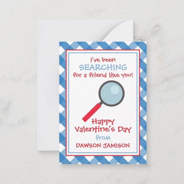 Gingham Magnifying Valentine's Classroom Cards (Front)