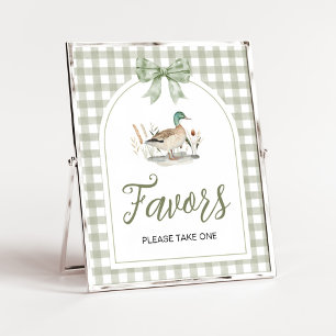 Gingham Mallard Duck Baby Shower Favours Sign