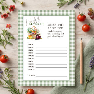 Gingham Market Guess Produce Bridal Shower Game Invitation