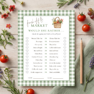 Gingham Market Would She Rather Bridal Shower card