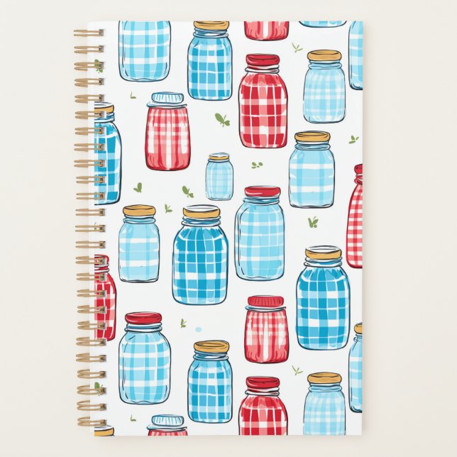 Gingham Mason Jar Pattern – Country Kitchen Charm (Devant)