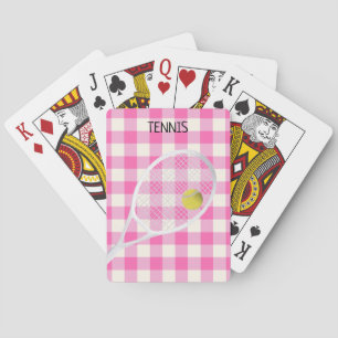 Gingham Modern Tennis Ball White Racket  Playing Cards