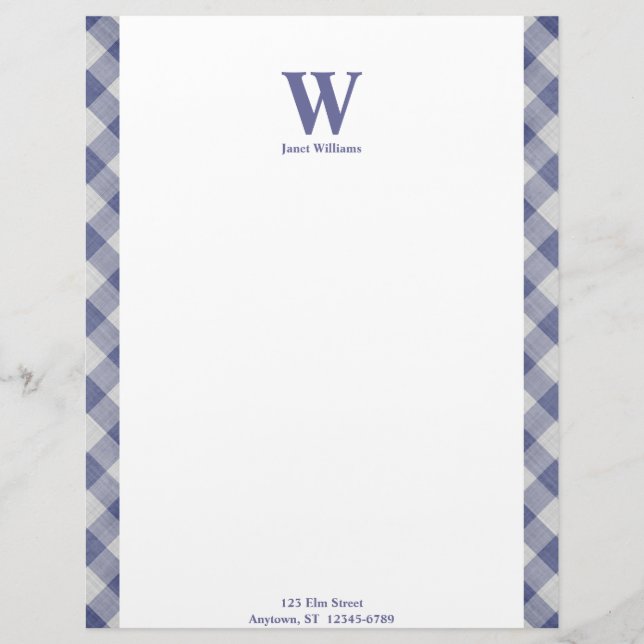 Gingham Monogram Letterhead (Front)