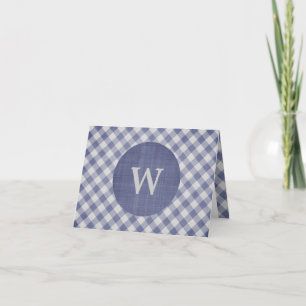 Gingham Monogram Notecard