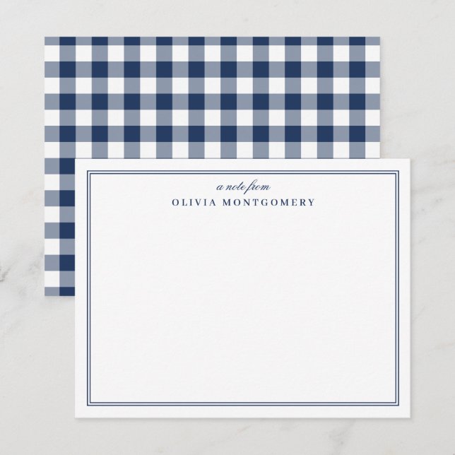 Gingham Navy Blue and White Personal Card (Front/Back)