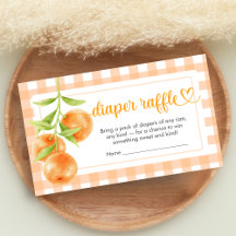 Gingham Orange Baby Shower Diaper Raffle