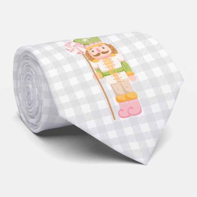 Gingham Pastel Nutcracker Monogram Tie (Rolled)