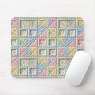 Gingham Patchwork Quilt Pattern Mouse Pad