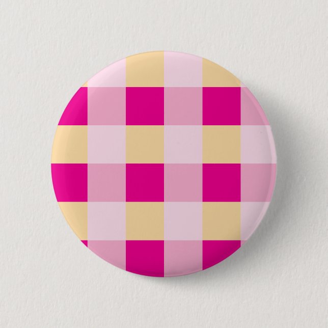 Gingham Pattern  2 Inch Round Button (Front)