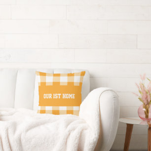 Gingham Pattern And Custom Text Throw Pillow
