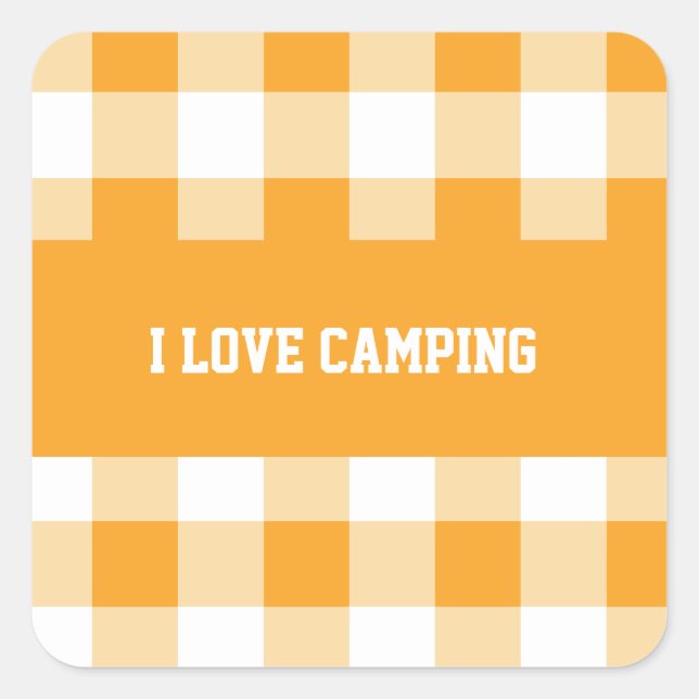 Gingham Pattern Button Square Sticker (Front)