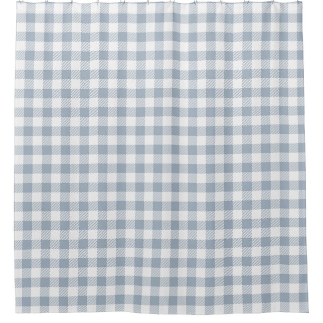 Gingham Pattern Coastal Checkered White Muted Blue (Front)