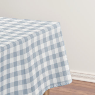 Gingham Pattern Coastal Checkered White Muted Blue Tablecloth