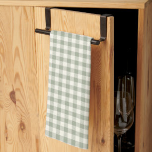 Gingham Pattern Cottagecore Chequered Beige Sage Kitchen Towel