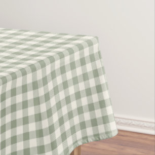 Gingham Pattern Cottagecore Chequered Beige Sage Tablecloth