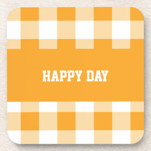 Gingham Pattern Happy Day  Coaster