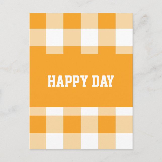Gingham Pattern Happy Day  Postcard (Front)