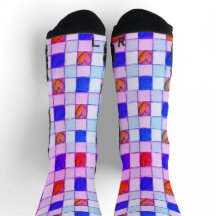Gingham pattern Heart socks