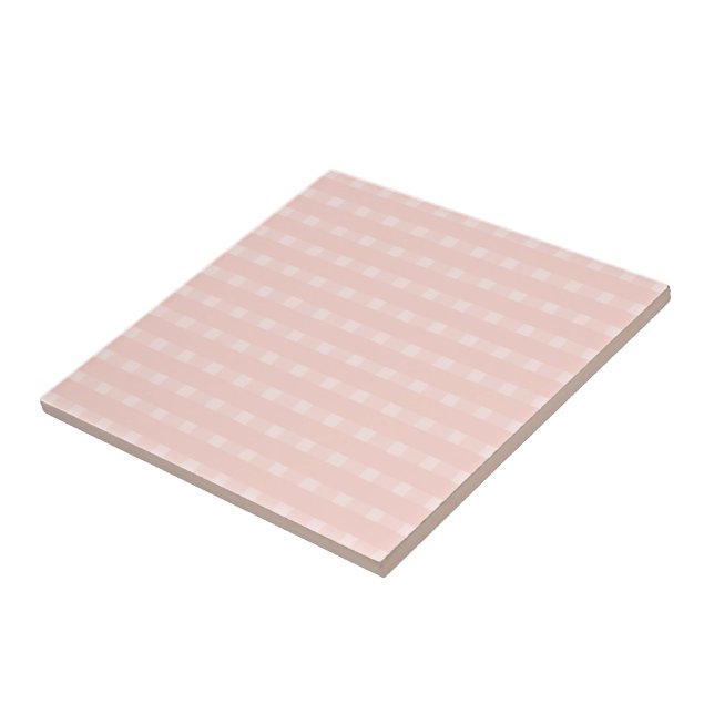 Gingham Pattern In Blush Pink And Pastel Peach Tile (Side)