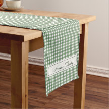 Gingham Pattern in Green with double Family Name