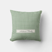 Gingham Pattern in Green with Family Name