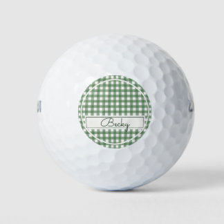 Gingham Pattern in Green with Name Golf Balls
