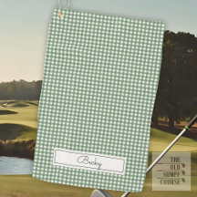 Gingham Pattern in Green with Name