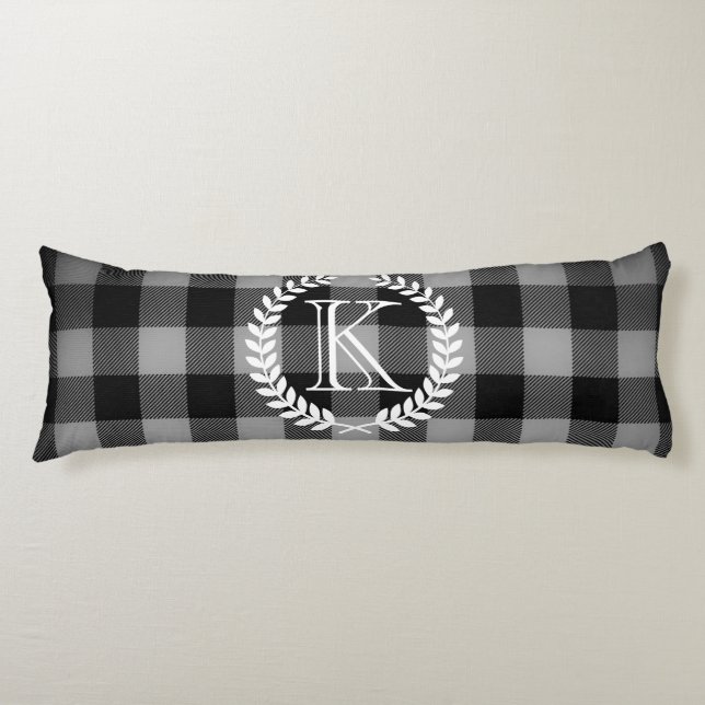 Gingham Pattern Monogram Body Pillow (Front)
