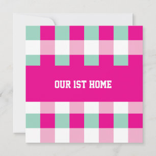 Gingham Pattern Our 1st Home Invitation