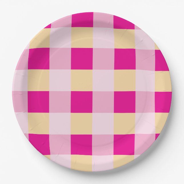 Gingham Pattern  Paper Plate (Front)