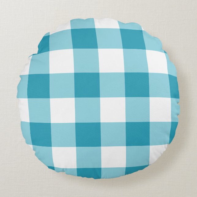 Gingham Pattern  Round Pillow (Front)