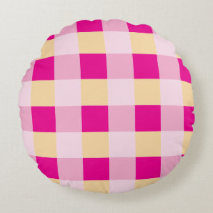 Gingham Pattern Round Pillow