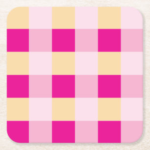 Gingham Pattern Square Paper Coaster