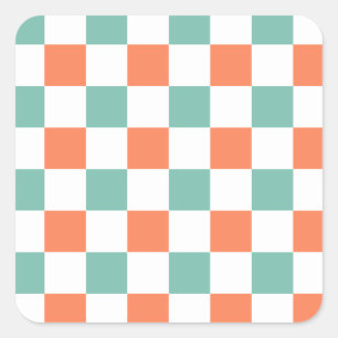 Gingham Pattern Square Sticker