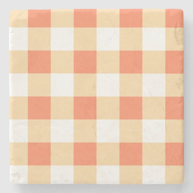 Gingham Pattern Stone Coaster (Front)