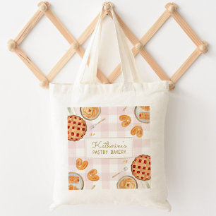 Gingham Pattern Watercolor Pastries Baking Bakery  Tote Bag