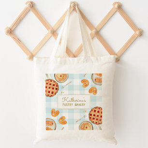 Gingham Pattern Watercolor Pastries Baking Bakery Tote Bag
