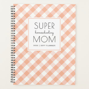 Gingham Peach and White Super Homeschool Mom Planner