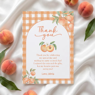 Gingham Peach Birthday Thank You Card