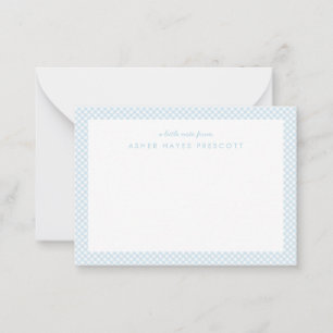 Gingham personalized children's blue card